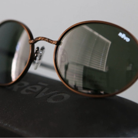 Revo Round Sunglasses with Brass Frame - Picture 1 of 10
